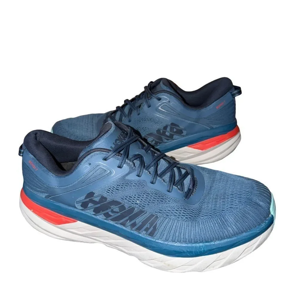 HOKA Bondi 7 Men's Blue Running Shoe - Lightweight Cushioning size 13
